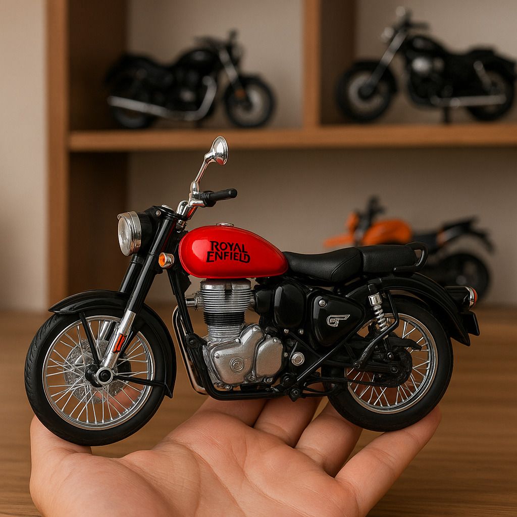 1:15 Scale Model Royal Enfield Toy Collectable Bike With 3 Colored Fuel Tank