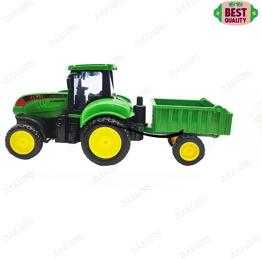 zuuluzrs mini green farm tractor with trolley toy for kids-picture-27