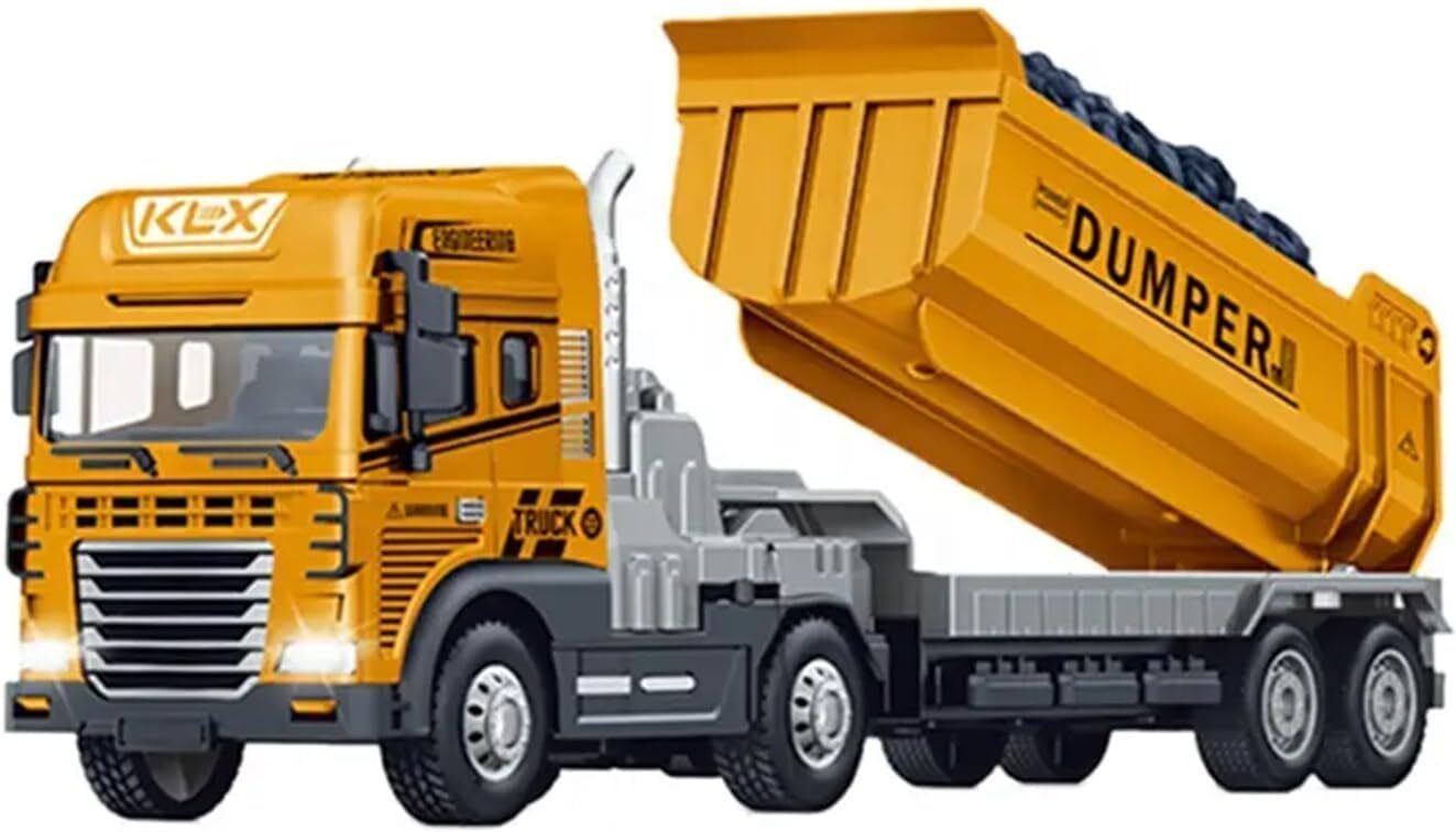 fraimingo Alloy Dumper Truck Toy for Kids with Movable Dump Bed and Light Sound Effects-picture-32