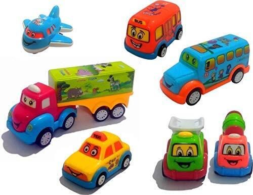 Kids Pull Back Car Toy Set with Truck & Aeroplane, 7 Pieces-image-17