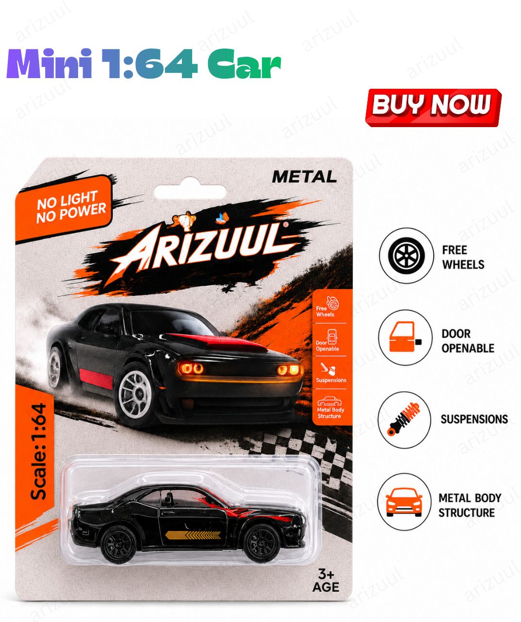 arizuul Dodge Challenger Metal Collectible Racing Car with Openable Door for Kids-picture-46