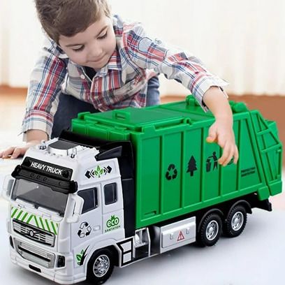 Green Garbage Small Trash Truck Toy With Light & Sound