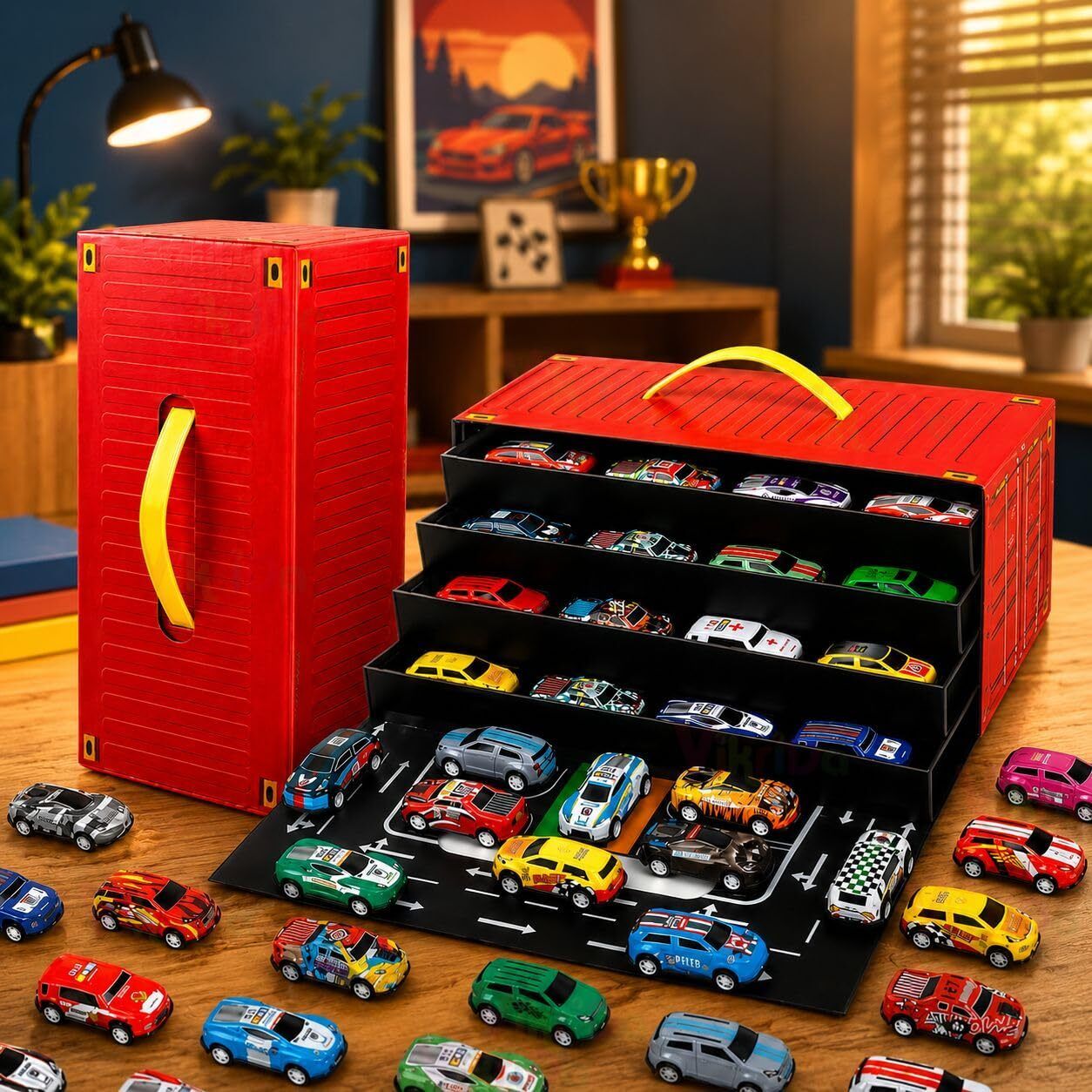 lumetra 48 Pcs Mini Alloy Die Cast Pull Back Car Set with Storage Box-picture-24