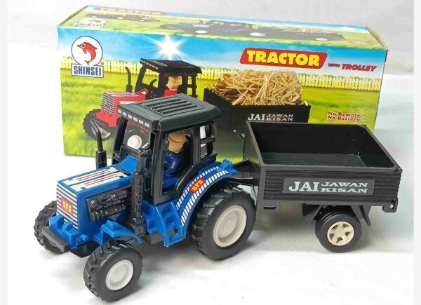 Tractor with Trolley Pull Back Toy, Openable Trolley Lock (Colour May Vary)-image-4