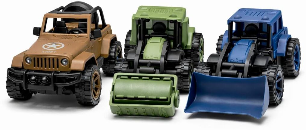 Pull Back Truck Toy Set for Kids | Army Jeep, Road Roller & Bulldozer-image-11