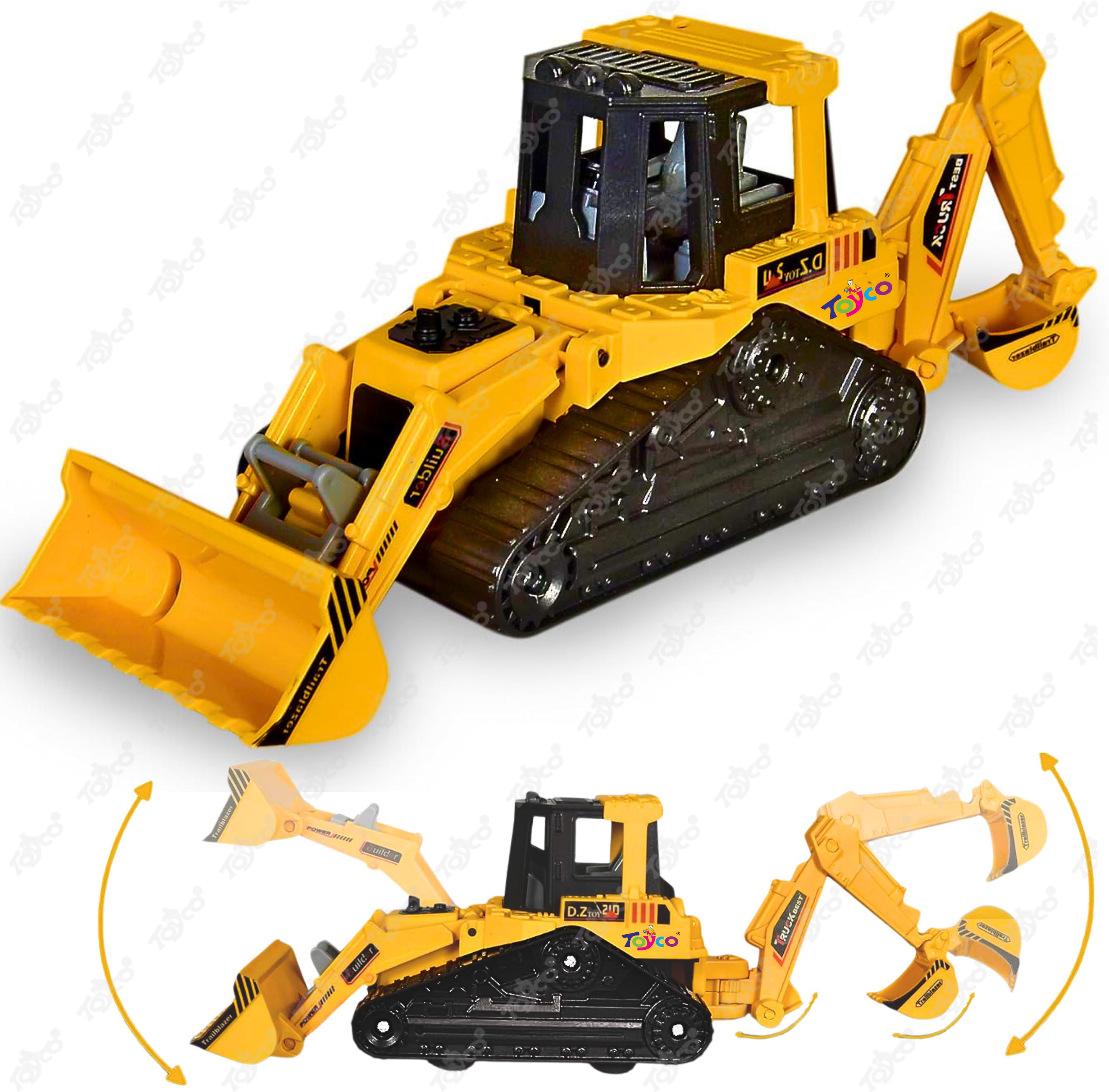 2 in 1 Bulldozer and Excavator Construction Kids Toy Vehicle FRICTION POWERED