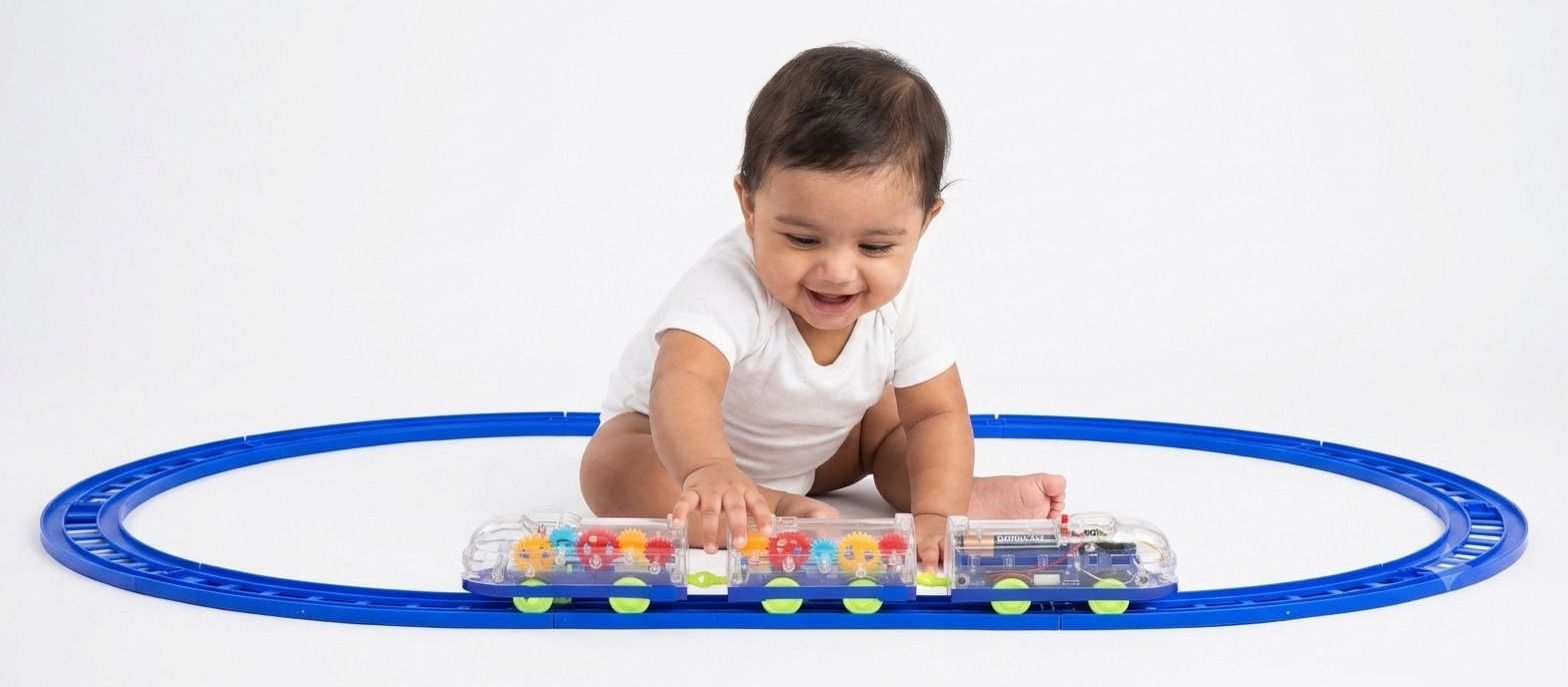 Battery Operated Transparent Gear Train Toy Track Game Pack for Boys and Girls-image-29