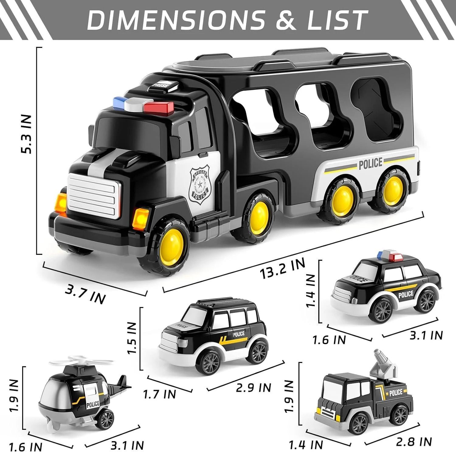 5 in 1 Police Truck Toys Police Rescue Vehicle Car Best Birthday Gift For Kids-image-49
