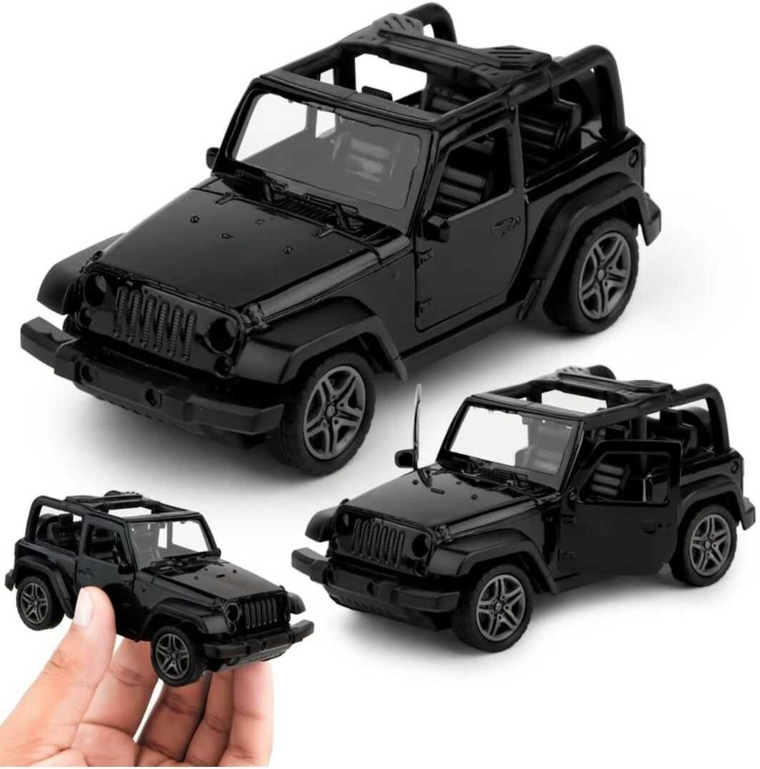 Mahindra Thar Black Diecast Metal Pullback Toy car with Openable Doors for Kids