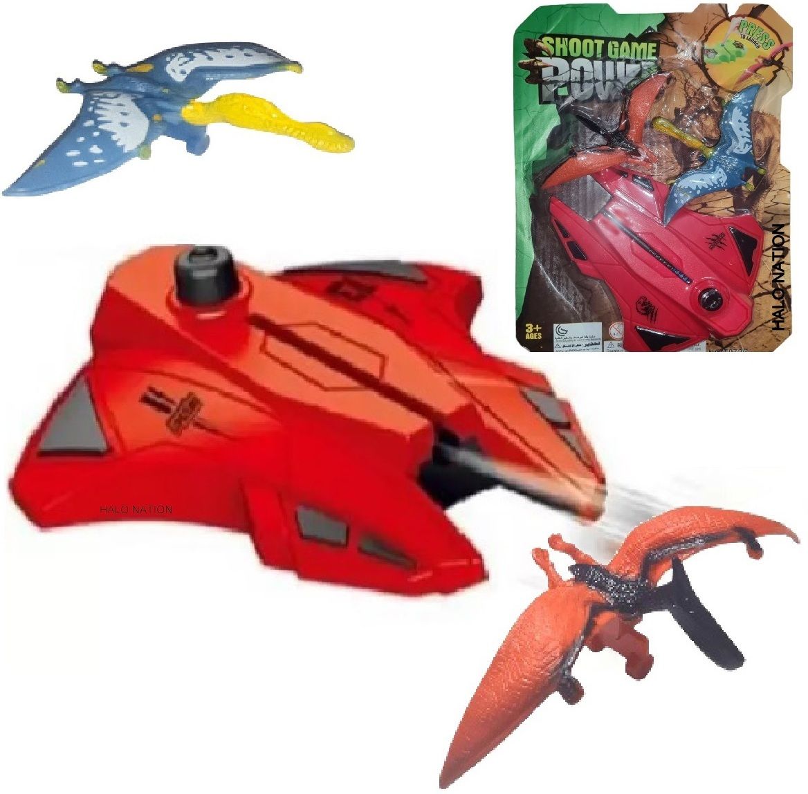 halo nation Aircraft Launcher - Dinosaur Launcher Set of 2 Dino Toy & 1 High Speed Launcher-picture-21