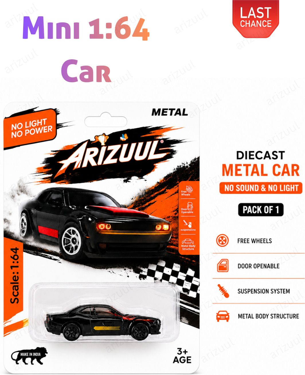 arizuul Dodge Challenger Hellcat Mini Diecast Toy Car 1:64 Metal Sports Vehicle-picture-34