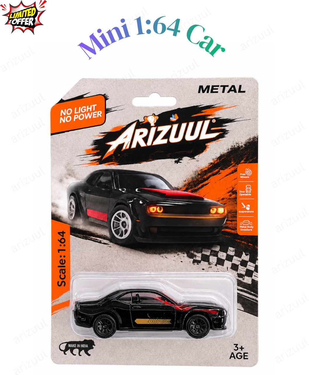 arizuul DC SRT Hellcat Premium Metal Body Sports Car Toy for Kids-picture-21