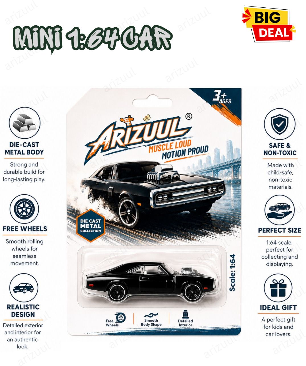 arizuul dodge challenger ff7 toy car die cast metal muscle model gift for boys and kids-picture-42