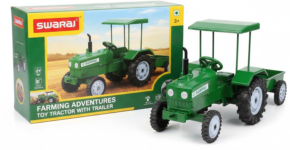 Farming Adventures Kids Tractor Toy with Trailer (Green)-image-46