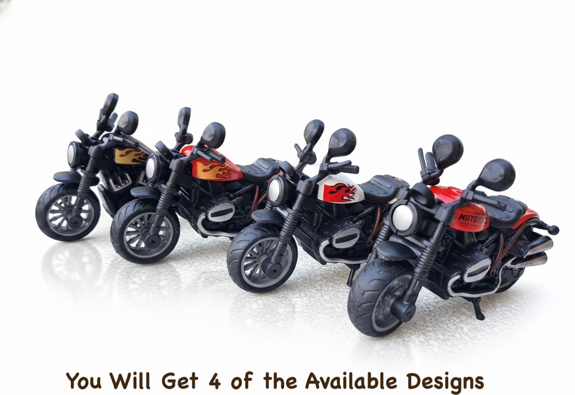 sam and mom Pack of 4 Die-Cast Pull Back Toy Bikes - Miniature Racing Motorcycles for Kids-picture-10