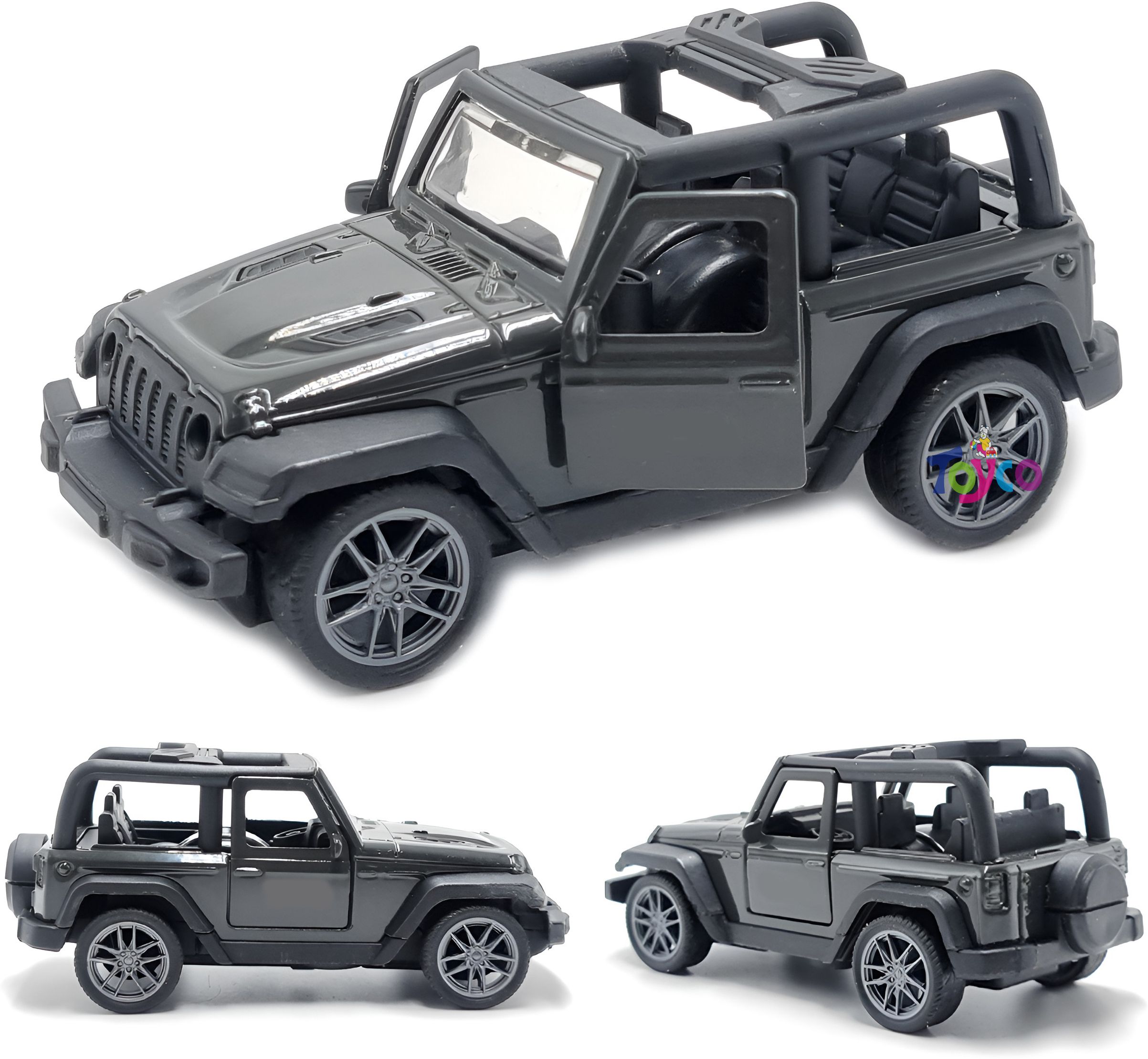 1:43 Scale Diecast Metal Mini Open Thar Jeep Toy Car (Open Door & Pull Back)