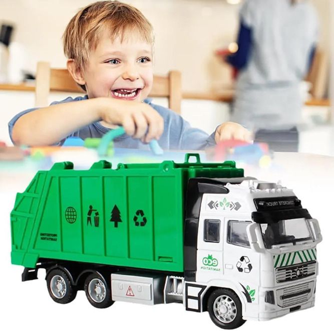 Small Trash Truck with Lights and Sounds Friction Power Garbage Truck Toy