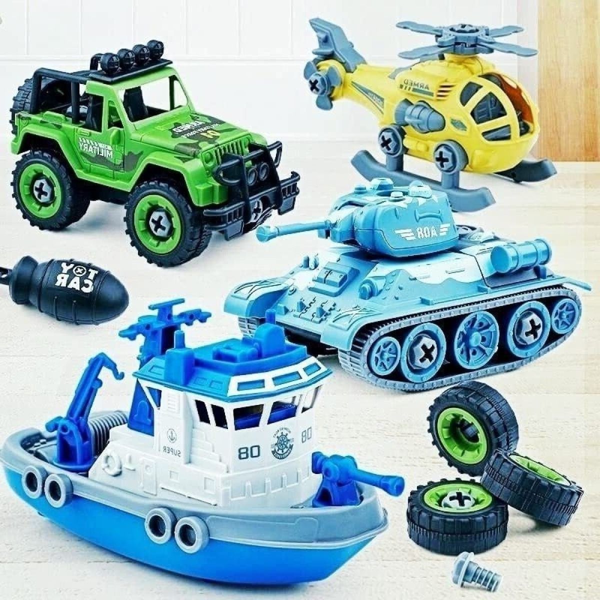 Army Construction Toys Vehicles Set 4 PCs-CE136