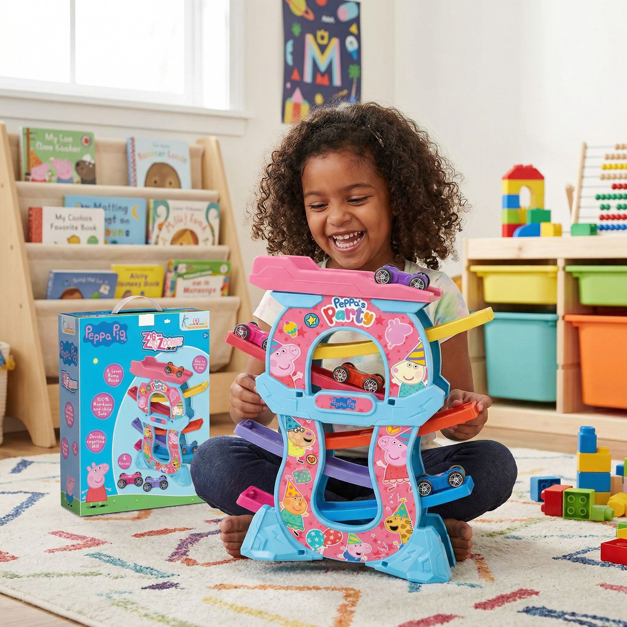 Peppa Pig Zig Zag Zoomer 6-Level Racing Set with 4 Mini Vehicles-image-34