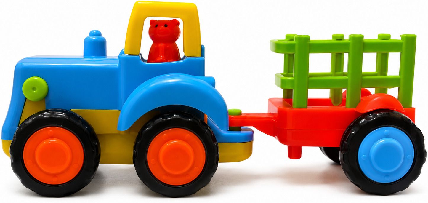 Plastic Tractor with Trolley Toy for Kids-image-12