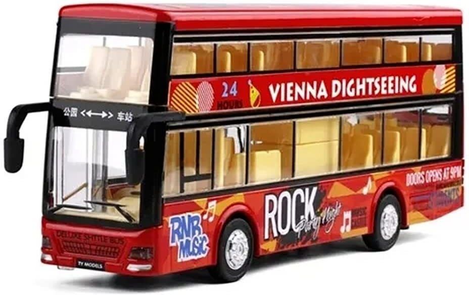Luxury Die cast Metal Body Double Decker Travel Toy Bus with LED Light and Sound for Kids (Multi Colour- Colour May Vary)-image-44