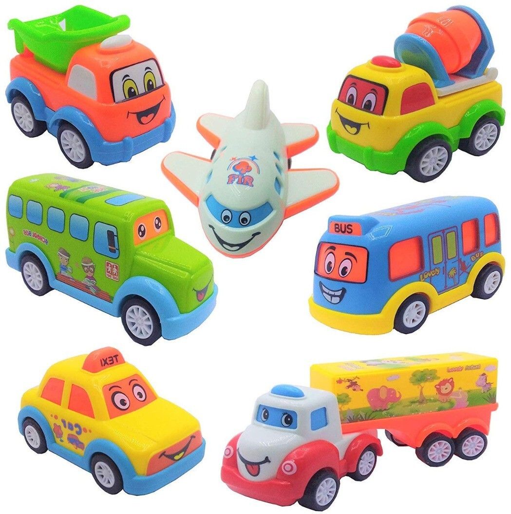 Unbreakable Mini Fun Autos Pull Back Vehicles For Kids (Pack Of 7)