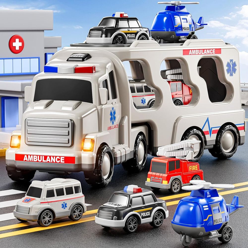 zuuluzrs Firction Power Ambulance Car Truck Toys Set-picture-10