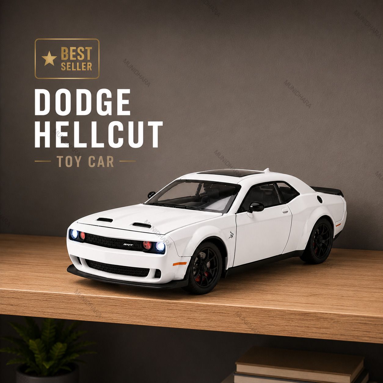 munidhara Best Kids Dodge Challenger Hellcat Toy Car Gift with Light Sound-picture-12