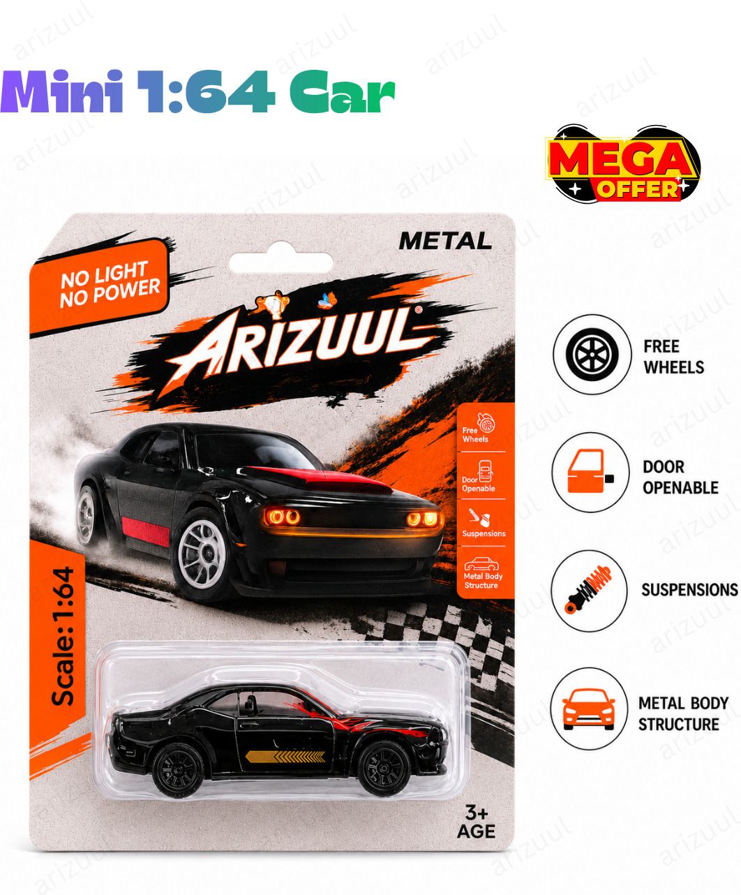 arizuul Dodge Challenger Alloy Diecast Toy Car with Smooth Rolling Wheels for Kids-picture-36