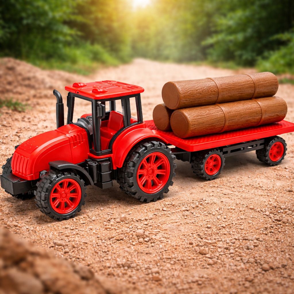 Farm Tractor Trailer Toy with Timber Logs for Kids (Multicolor,pack of: 1)-image-29