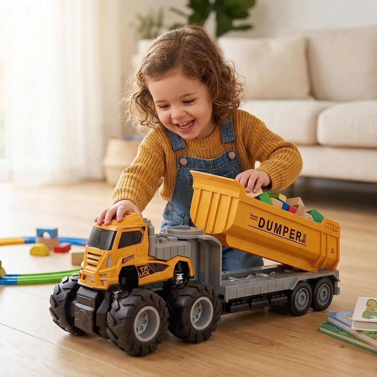 ukaxa Monster Dumper Truck for Kids Construction Vehicle Toy for Boys Friction Powered-picture-7