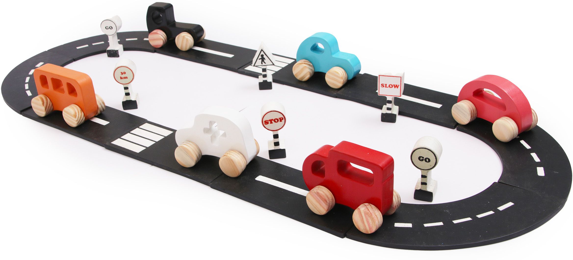 Wooden Push Toy Mini Drop / Emergency Vehicles with Traffic Signal & Roads set-image-10