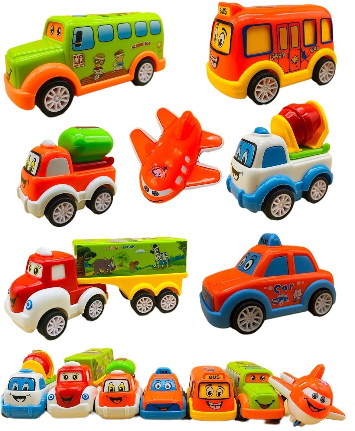Unbreakable Automobile Car Toy Set, Pull Back Car Truck Toy