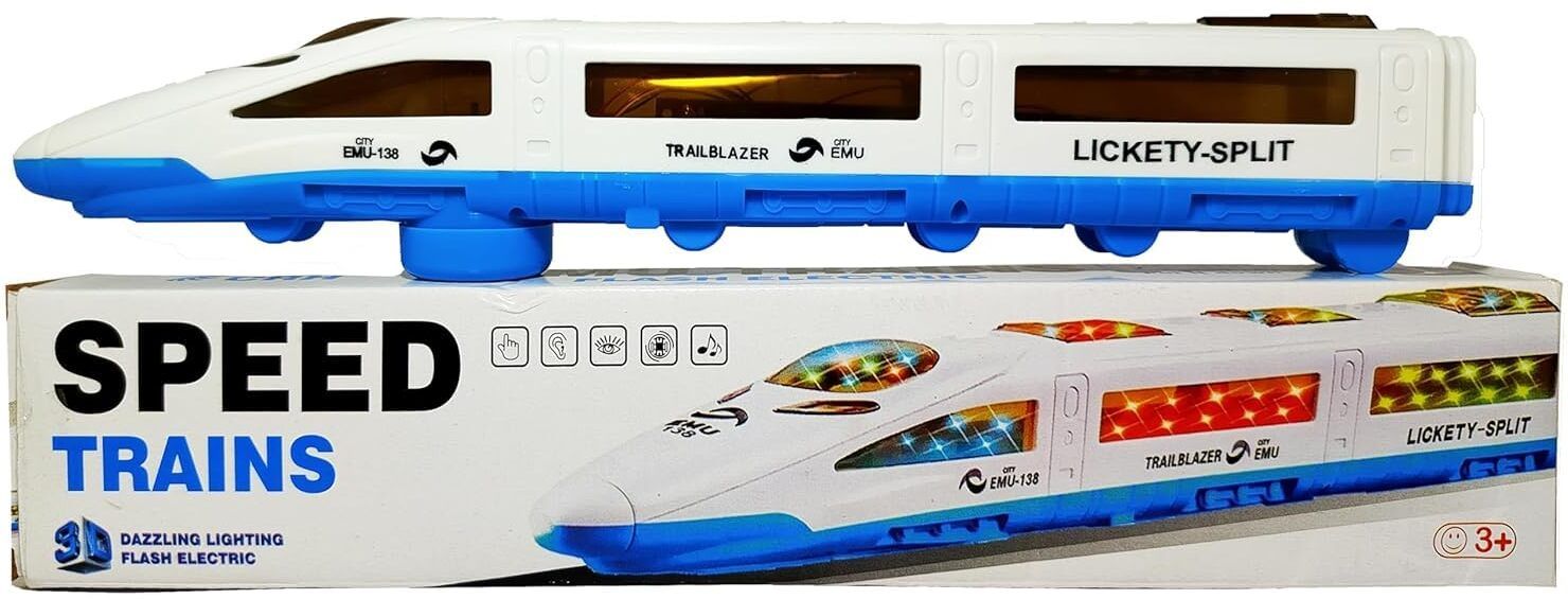Speed Electric Train Set with 3D Lights Flash Effects White Blue Musical-image-40