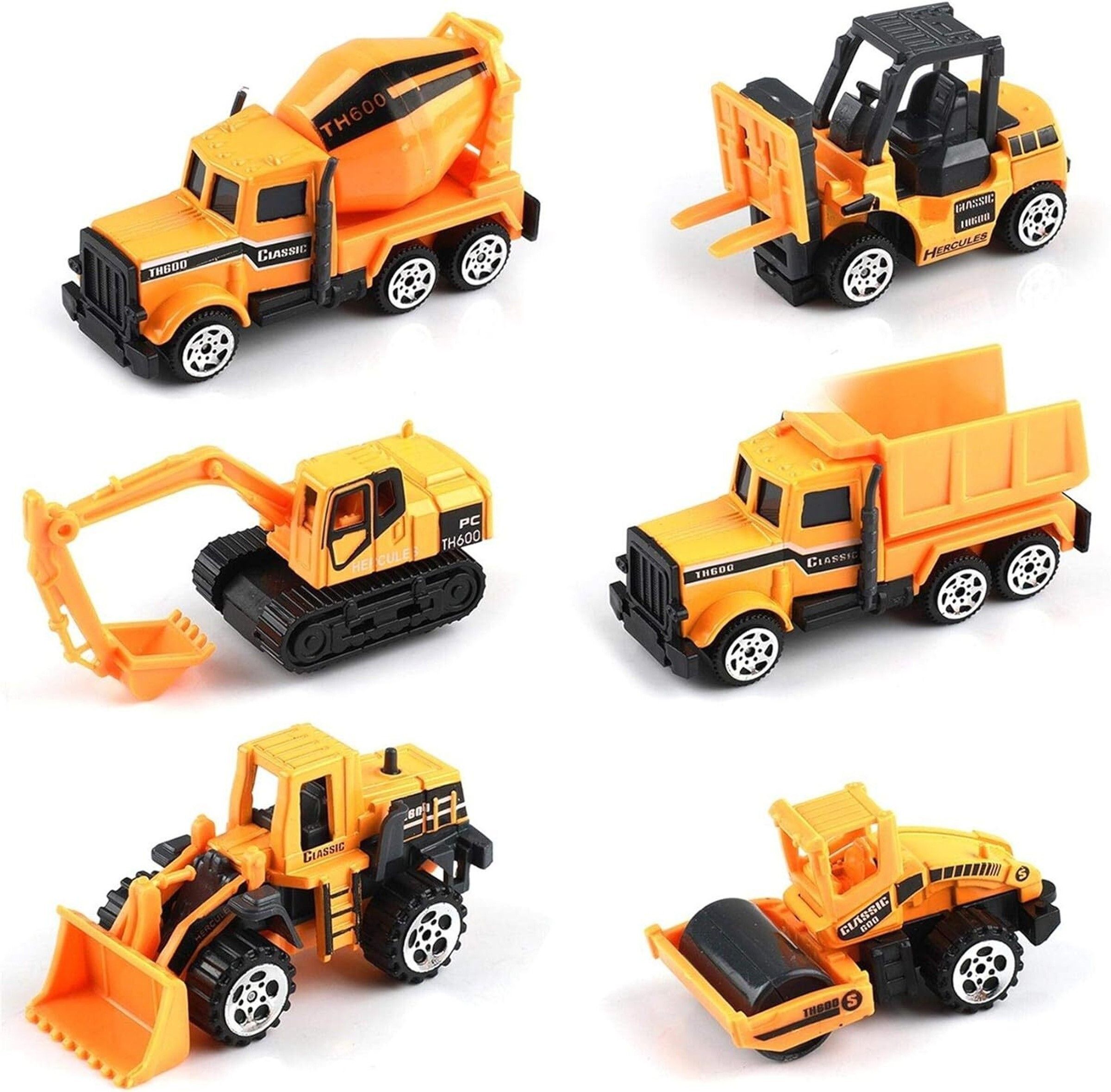 6 in 1 Construction Vehicle Toy Set for Kids Mini Engineering Trucks-image-2