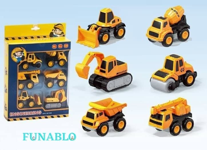 funablo Engineering Construction Team Set Included Dumper, Crane Truck Tools Toys-picture-19