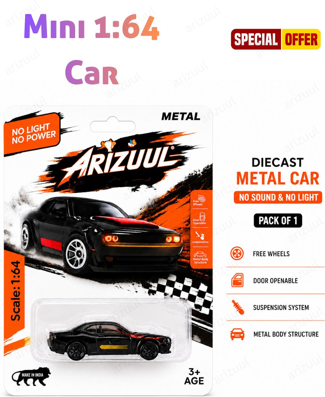 arizuul Dodge Challenger Hellcat 1:64 Scale Diecast Car Toy Mini Metal Kids Play-picture-42