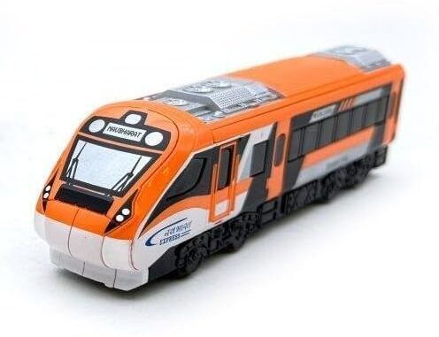 Nav Bharat Saffron Express Bullet Train Indian Rail Toy Model Pull Back Action