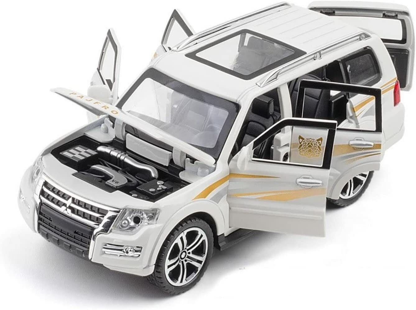 deoxy 1:32 Scale Mitsubishi Pajero SUV Metal Car Toy with Sound & Light for Children-picture-40