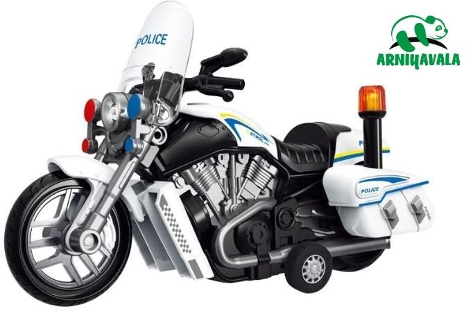 arniyavala 1:12 Police Motorcycle Toy - Pull Back ,Tiny Gift with Music Lighting toy-picture-24