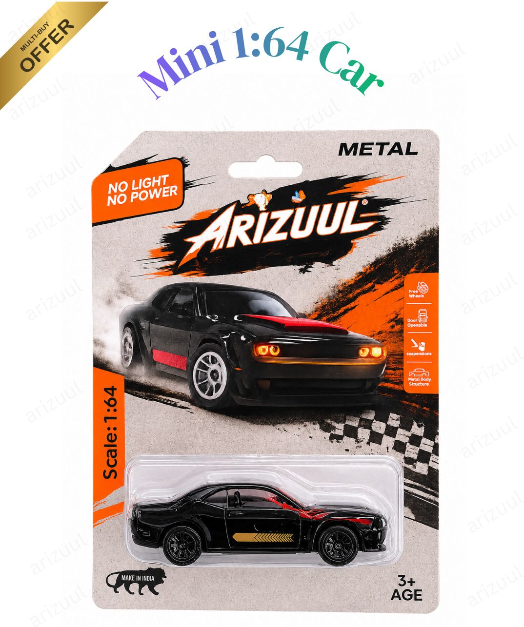 arizuul DC SRT Hellcat 1:64 Scale Premium Diecast Metal Muscle Car for Kids Collection-picture-20