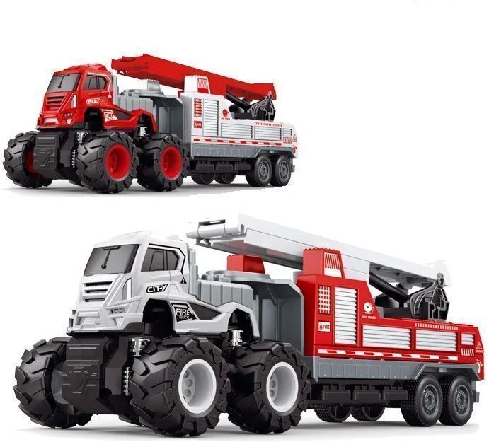 friction powered fire engine truck for kids with 1 small rescue transport toys