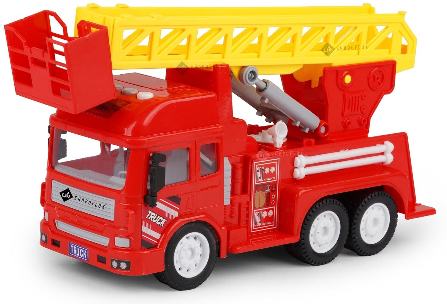 ivee international Fire Ladder Rescue Truck Toy with Light & Sound, Friction Powered Push and Go-picture-9
