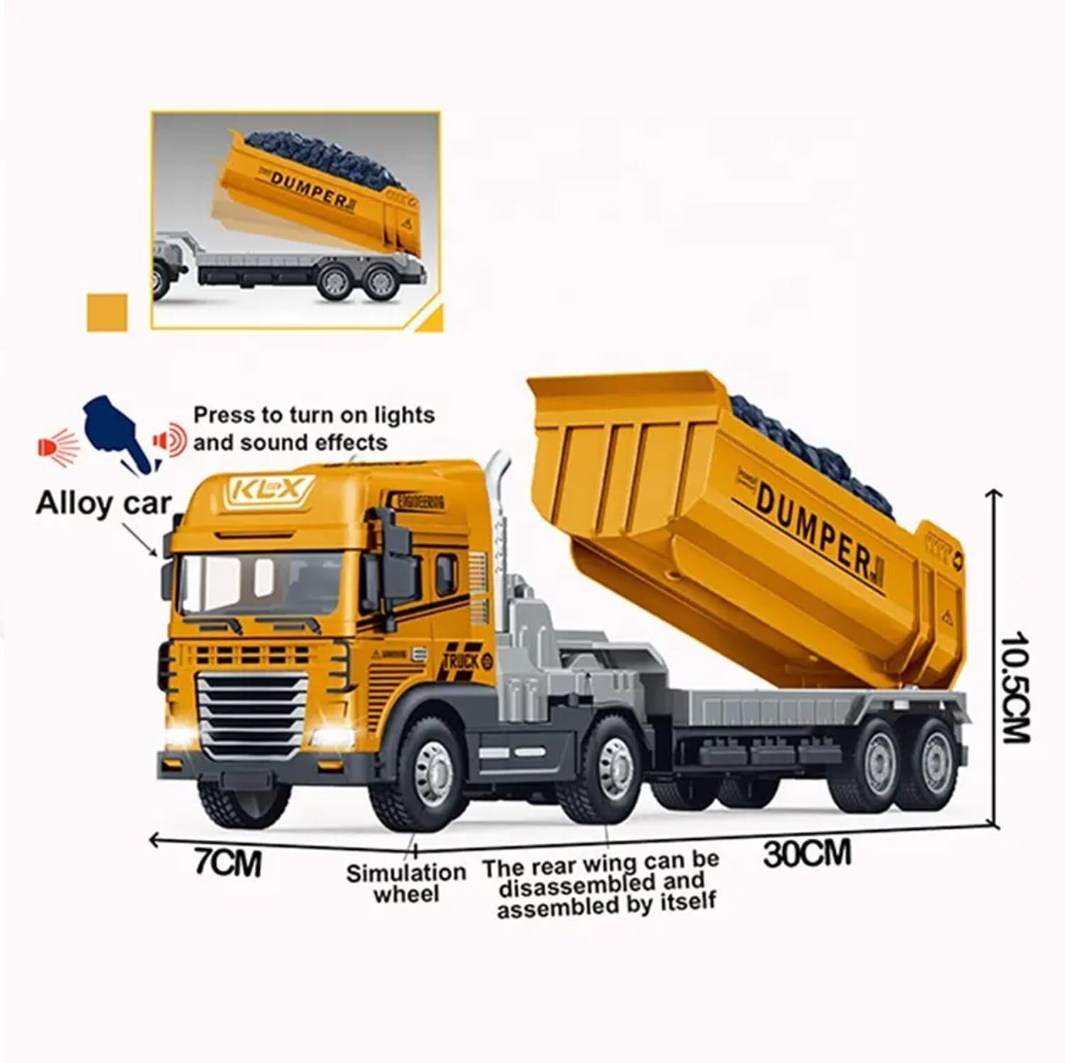 ragiluxe Metal Diecast Dumper Truck toys with Friction Powered Toy with Light & Sound-picture-25