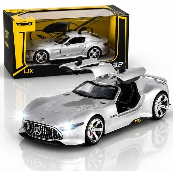 niyamat Premium Die Cast Sports Coupe Toy Car Silver 1:32 Scale with Gullwing Doors-picture-2