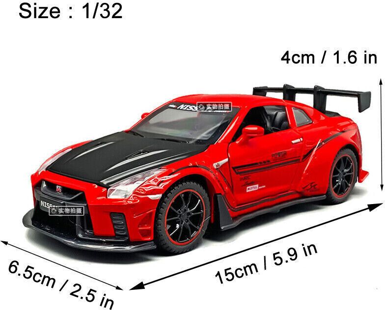 akvanar 1:32 Nissan GTR R35 Zinc Alloy Pull Back Toy Car Light&Sound Die Cast pc 1-picture-10