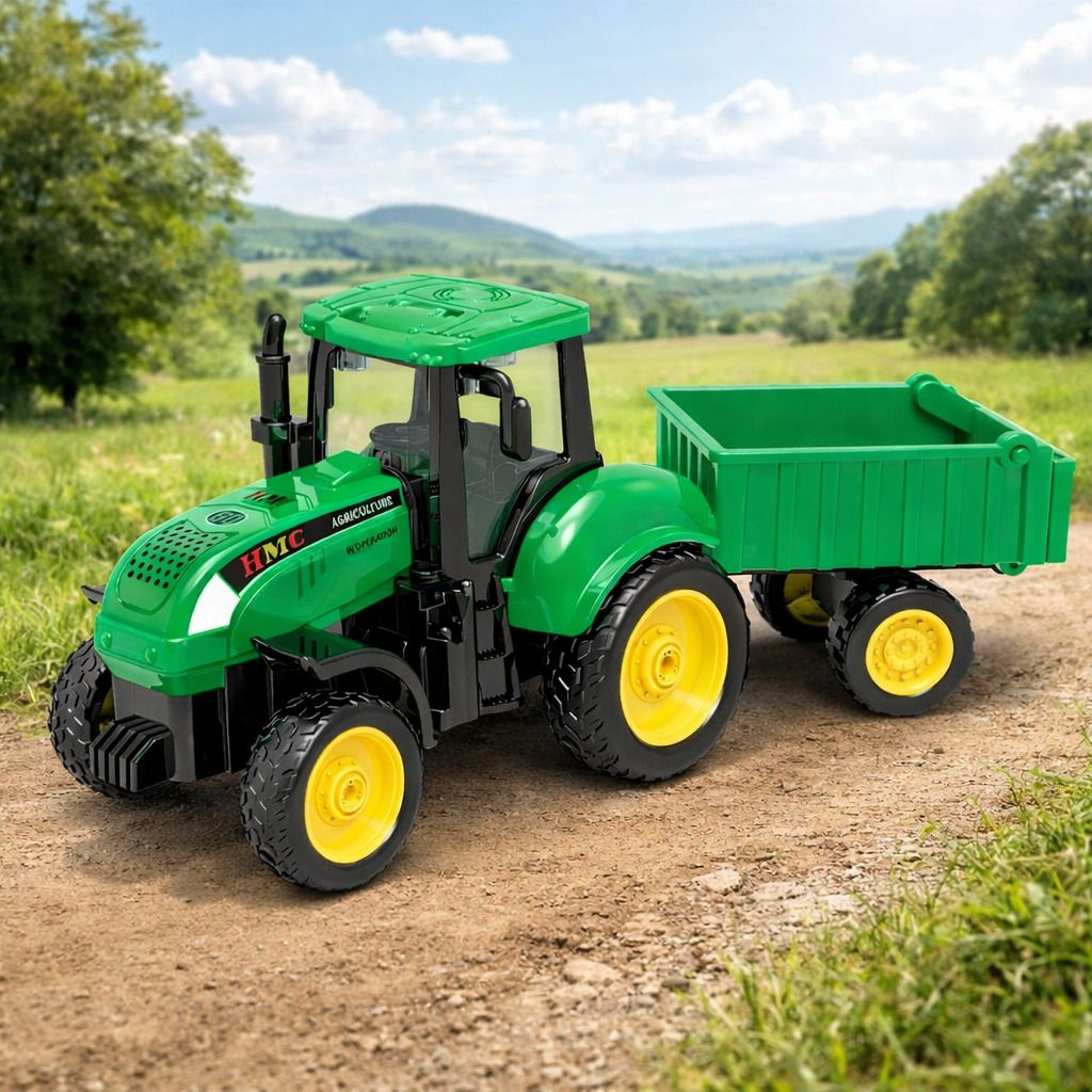 Premium Kids Farm Tractor Toy with Trailer | Heavy Duty Plastic Tractor Trolley-image-28