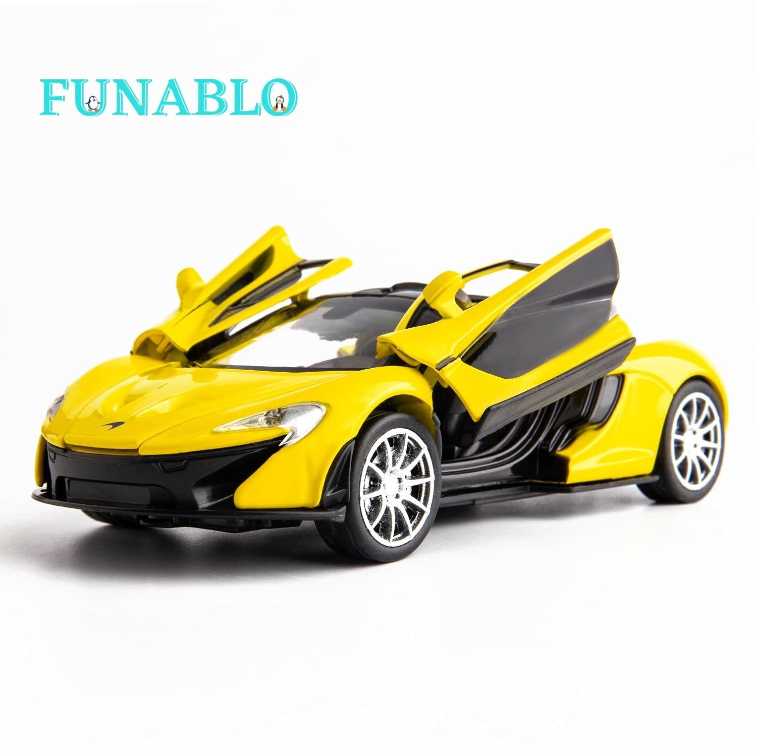 1:32 P1 McLeran Diecast Metal Pullback Toy car with Openable Doors & Light-image-1