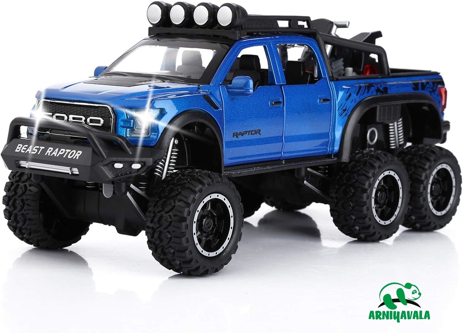 arniyavala 1/28 SCALE F150 Raptor Diecast Metal Model Car with Sound and Light toy for kids-picture-39