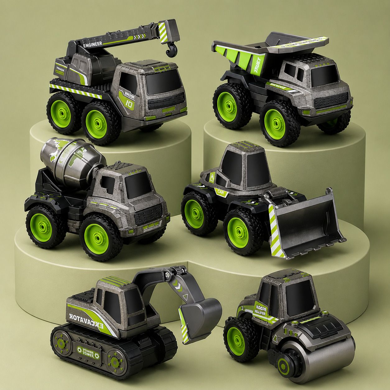 sarnav Construction Truck Toy Set 6 Piece Friction Powered Engineering Vehicles-picture-26